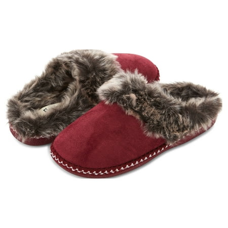 Floopi Women's Indoor Outdoor Aztec Faux Fur Lined Clog Slipper W/Memory Foam