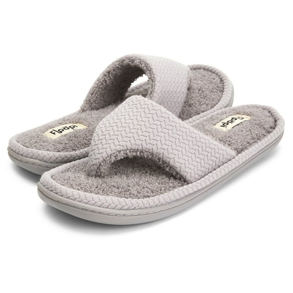 Floopi Women's Memory Foam Soft Knit Thong Slipper W/French Terry Insole/Lining & Knit Side Trim