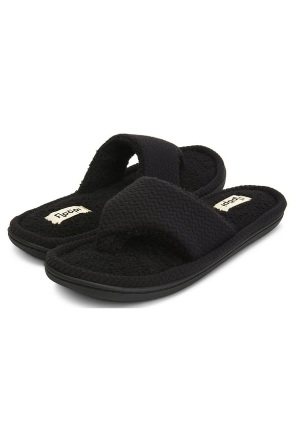Women's Memory Foam Soft Knit Thong Slipper W/French Terry Insole/Lining & Knit Side Trim