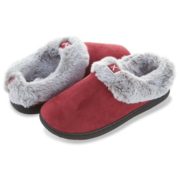 Floopi Women’s Microsuede Closed Back Clog Slipper with “X” Patch