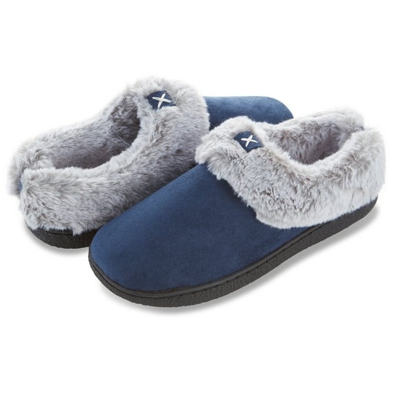 Floopi Women’s Microsuede Closed Back Clog Slipper with “X” Patch