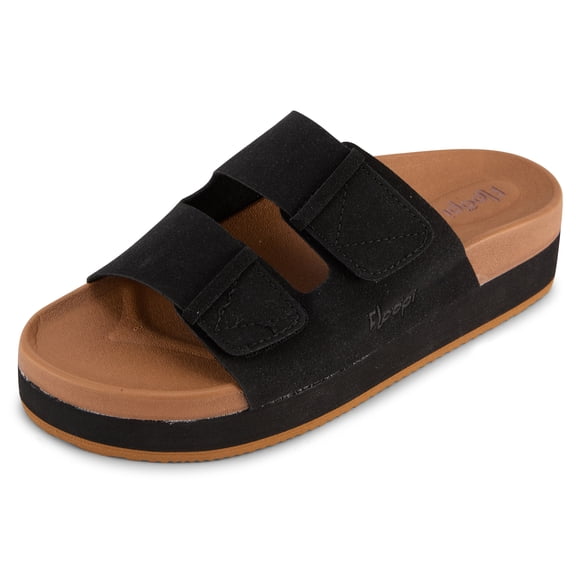 Floopi Women’s Wedge Slide Sandals, Adjustable Double Strap Microsuede Slides, 2” Platform Comfort Sandals, Lightweight Non-Slip EVA Sole, Casual Summer Slip-On Shoes for Women