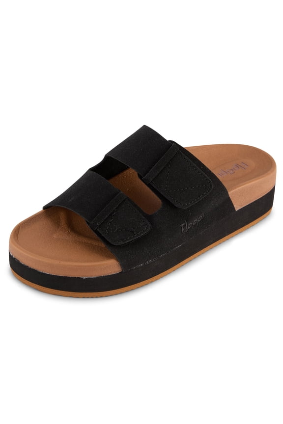 Women’s Wedge Slide Sandals, Adjustable Double Strap Microsuede Slides, 2” Platform Comfort Sandals, Lightweight Non-Slip EVA Sole, Casual Summer Slip-On Shoes for Women