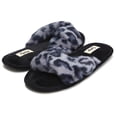 thumbnail image 1 of Floopi Women's Open Toe Memory Foam Criss Cross Soft Velour Slipper, 1 of 6