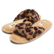 Floopi Women's Open Toe Memory Foam Criss Cross Soft Velour Slipper