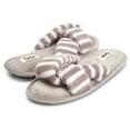 thumbnail image 1 of Floopi Women's Open Toe Memory Foam Criss Cross Soft Velour Slipper, 1 of 4