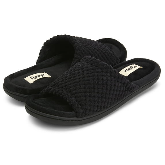 Floopi Women's Popcorn Slide Slipper W/Velour Insole Open Toe Slipper W/ Memory Foam
