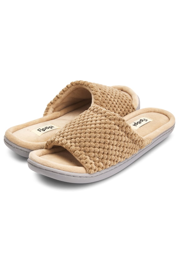 Women's Popcorn Slide Slipper W/Velour Insole Open Toe Slipper W/ Memory Foam