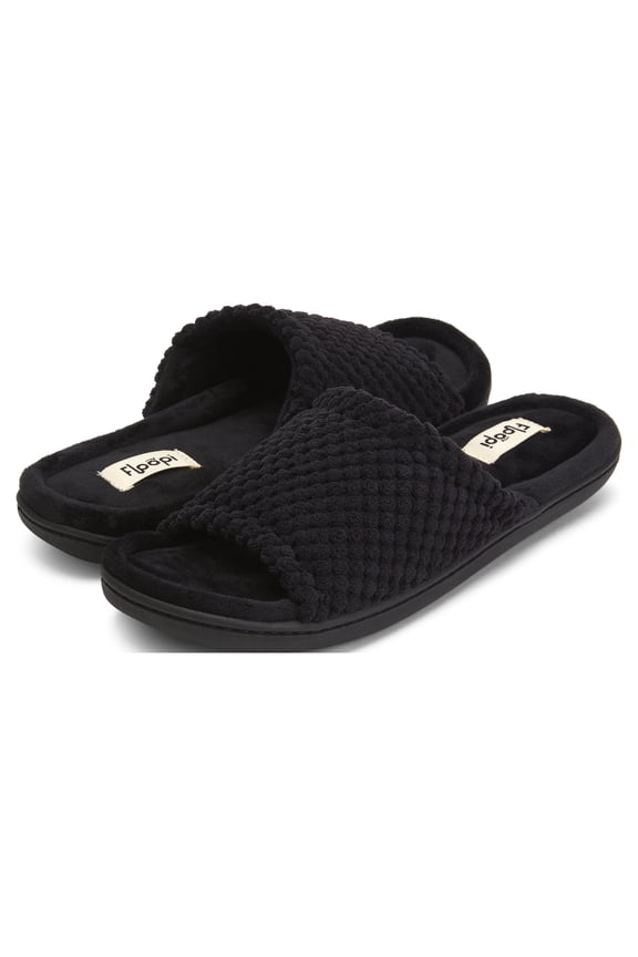 Women's Popcorn Slide Slipper W/Velour Insole Open Toe Slipper W/ Memory Foam