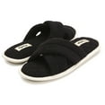 thumbnail image 1 of Floopi Women's Soft Criss Cross Slide W/Quilted Terry Stitch Open Toe Slipper W/ Memory Foam, 1 of 5