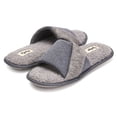 thumbnail image 1 of Floopi Women's Soft Waffle Slide W/Accent Knit Strap Open Toe Slipper W/ Memory Foam, 1 of 5