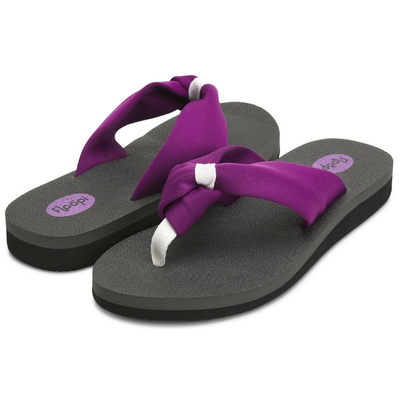 Floopi Women's Summer Thong Slides Knot Detail Yoga Mat Footbed Flip Flops