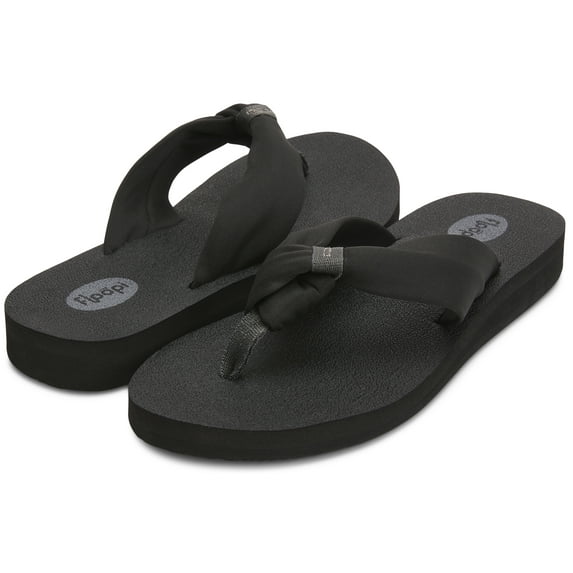 Floopi Women's Summer Thong Slides Knot Detail Yoga Mat Footbed Flip Flops