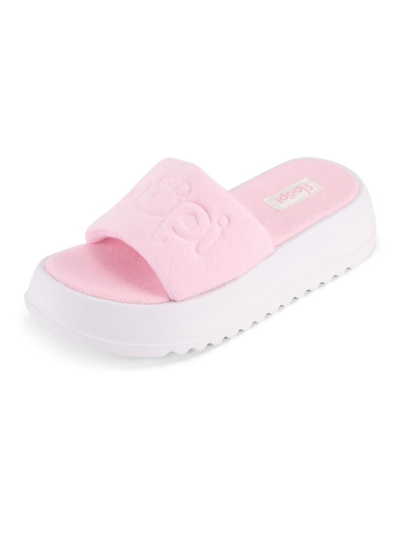 Women’s Terry Wedge Slide Sandals, Soft Terry Cloth Platform Slides, 2” Comfort Wedge, Lightweight Non-Slip Slip-On Sandals, Casual Cozy Summer Slides for Women