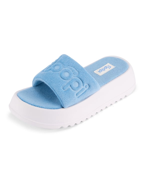 Women’s Terry Wedge Slide Sandals, Soft Terry Cloth Platform Slides, 2” Comfort Wedge, Lightweight Non-Slip Slip-On Sandals, Casual Cozy Summer Slides for Women