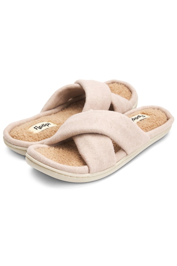 Women's Ultra Soft Padded Felt Criss Cross Slide W/French Terry Memory Foam Slipper