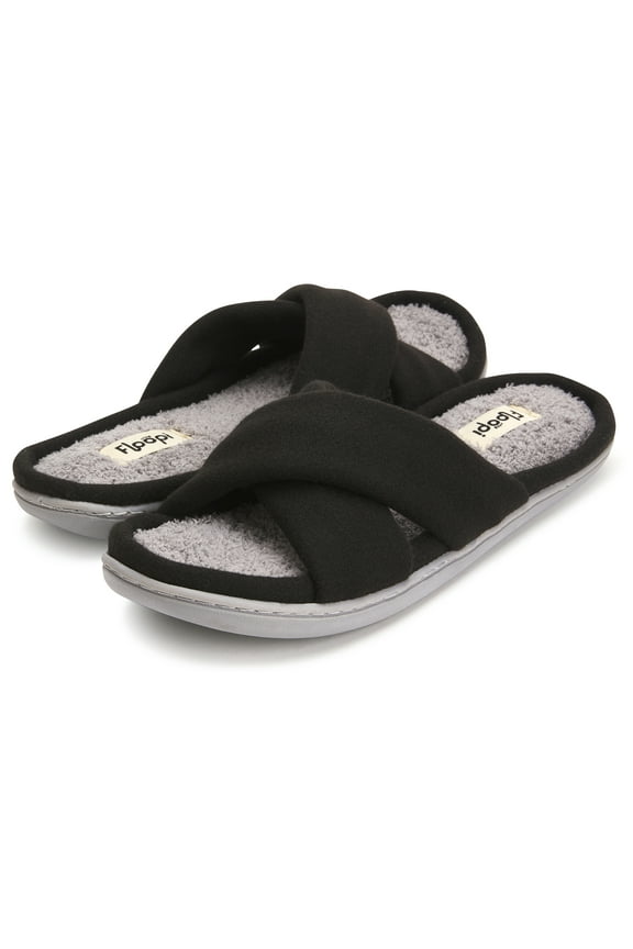 Women's Ultra Soft Padded Felt Criss Cross Slide W/French Terry Memory Foam Slipper