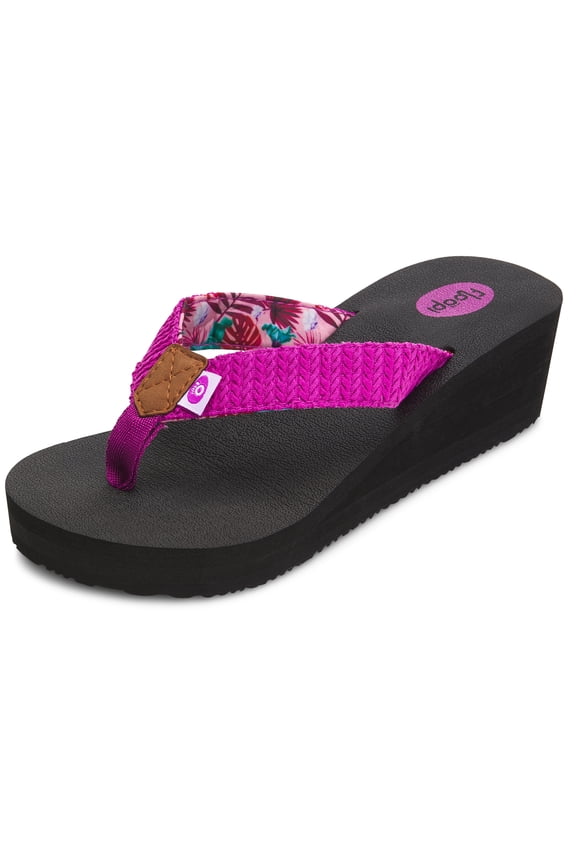 Womens High Heel Thong Flip Flop Wedge Sandals w/ Comfort Yoga Mat Footbed