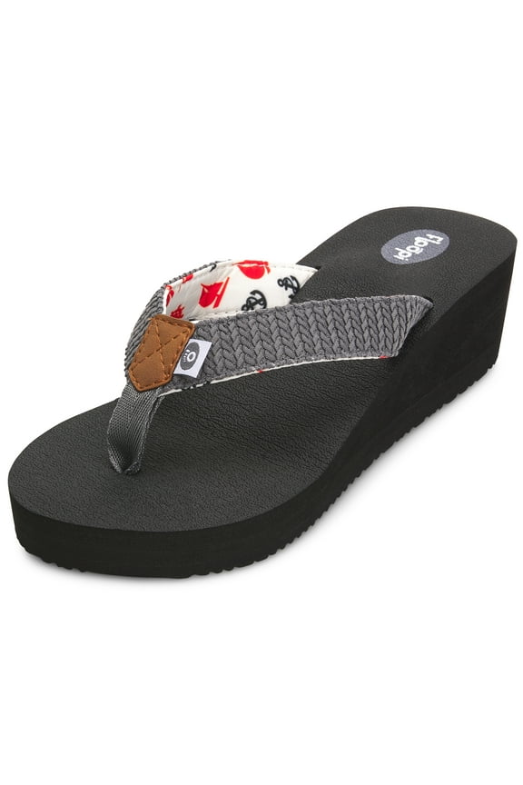 Womens High Heel Thong Flip Flop Wedge Sandals w/ Comfort Yoga Mat Footbed