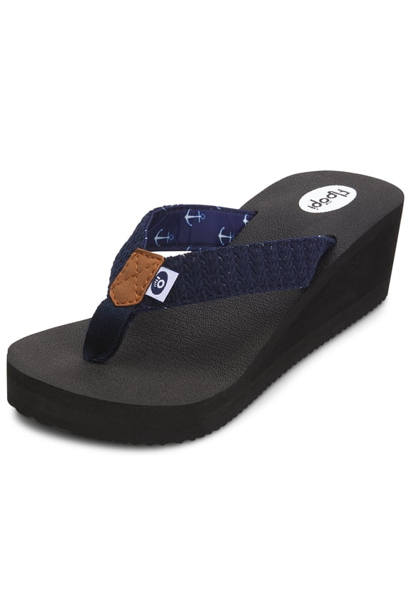 Womens High Heel Thong Flip Flop Wedge Sandals w/ Comfort Yoga Mat Footbed