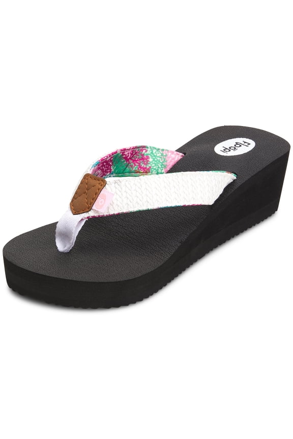 Womens High Heel Thong Flip Flop Wedge Sandals w/ Comfort Yoga Mat Footbed