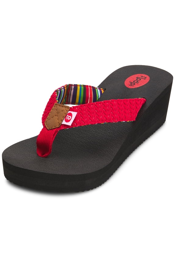 Womens High Heel Thong Flip Flop Wedge Sandals w/ Comfort Yoga Mat Footbed