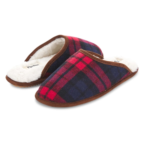 Floopi Womens Plaid Scuff Indoor/Outdoor Memory Foam Slippers W/Memory Foam
