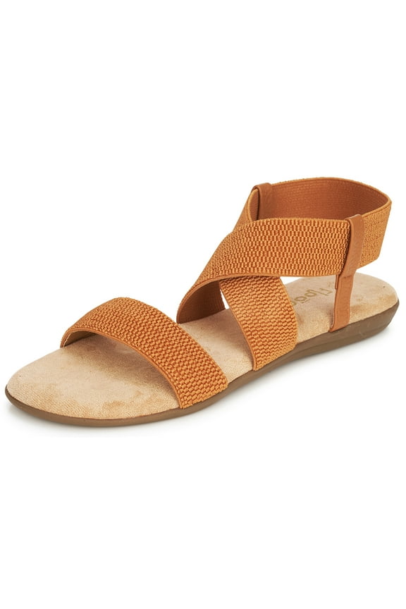 Womens Summer Flat Sandals Open Toe Texture Elastic Ankle Strap Gladiator Sandal