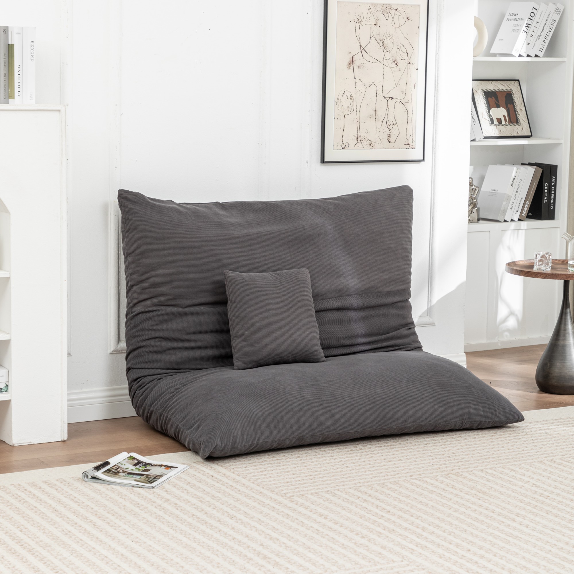 Floor Bean Bag Chair, a Lazy Lounger Suitable for Both Adults and Children, Ideal for Living Rooms, Balconies or Leisure and Entertainment Venues (Grey)