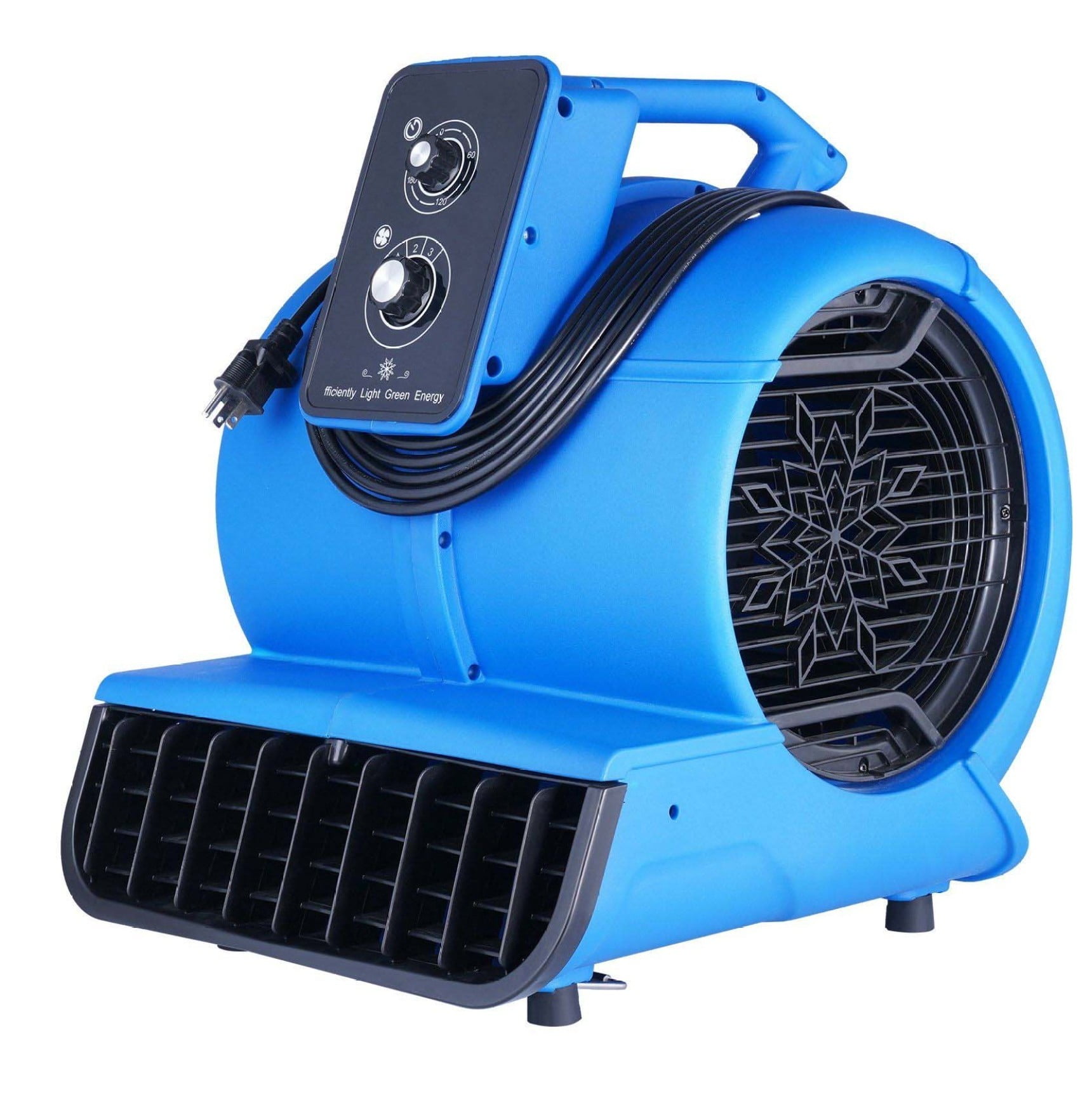 Floor Blower 1/2 HP 2600 CFM Air Mover, Portable Carpet Dryer Fan for Quick Drying & Cooling - 3 Speed Settings, Adjustable Angles, Timer Function - Janitorial, Home, Industrial Use