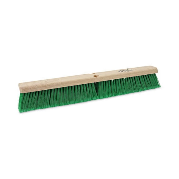 Floor Broom Head, 3" Green Flagged Recycled Pet Plastic Bristles, 24" Brush | Bundle of 2 Each