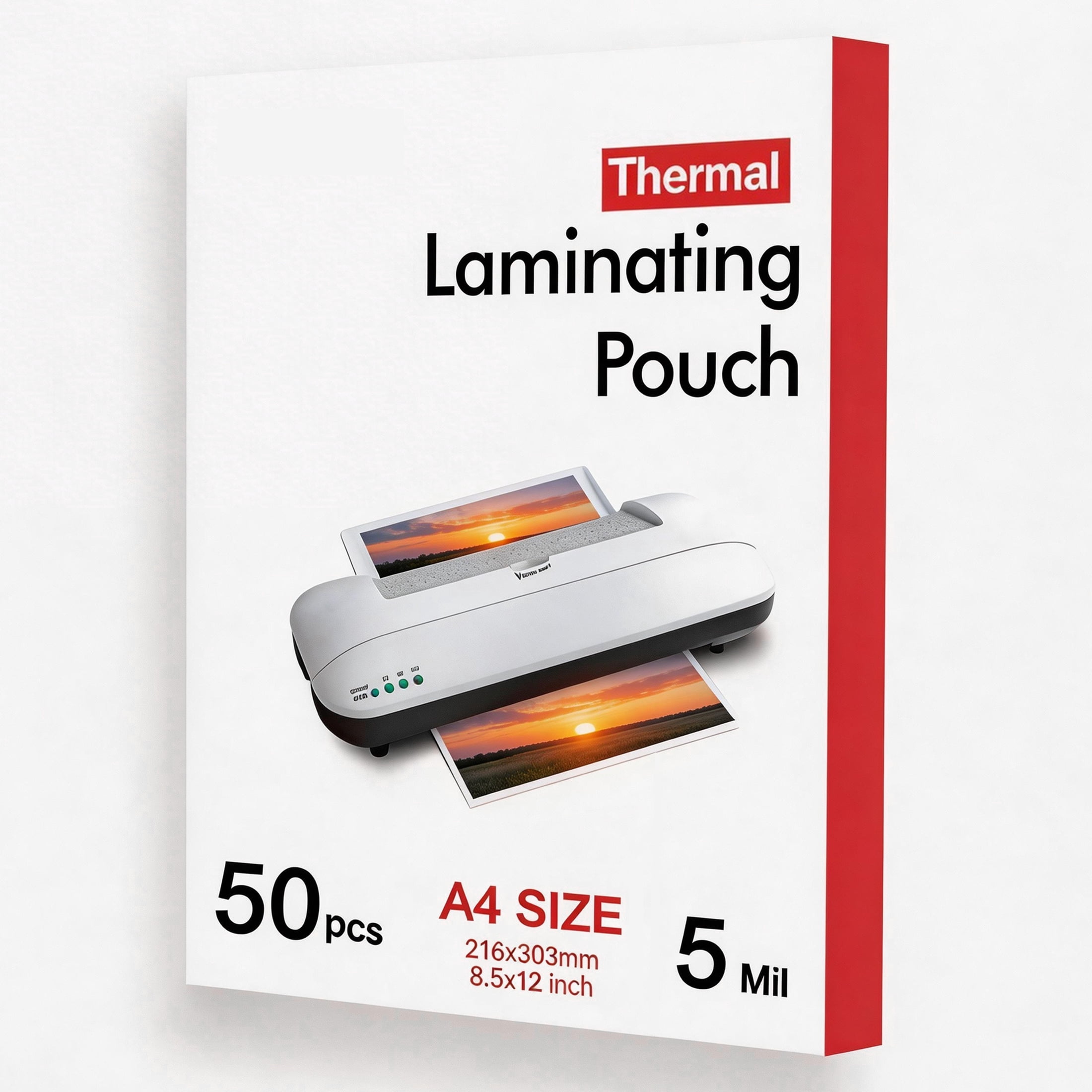 Clear Thermal Laminating Pouches, 50 Count Plastic Paper Laminating Sheets, 8.5" x 12" 5 mil Thick