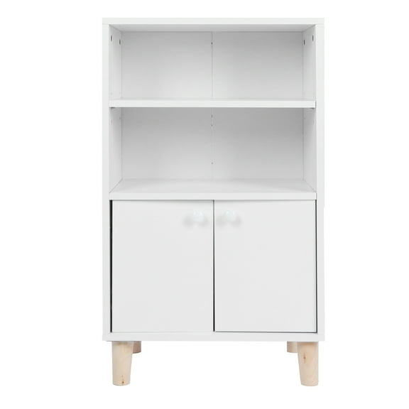 Floor Cabinet, MDF Stable Structure Including 2 Open Shelves Bathroom Accessory With 4 X Wood Legs For Bedrooms Bathrooms Kitchens
