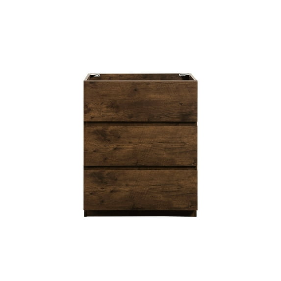 Floor Cabinet in Walnut Color Three Drawers Maximized Storage for Bathroom Modern Finish