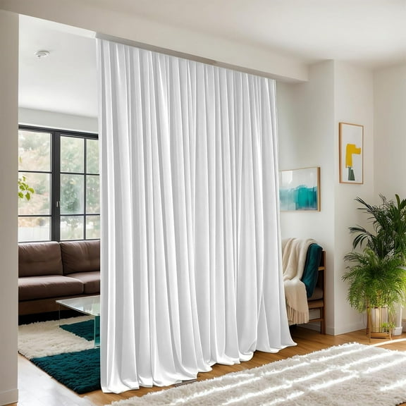 Floor to Ceiling Curtain for Wall Ceiling Mount Track, Extra Wide Blackout Soundproof Room Separator Privacy Room Divider, for Track System or Rod With Hooks, 1 Panel