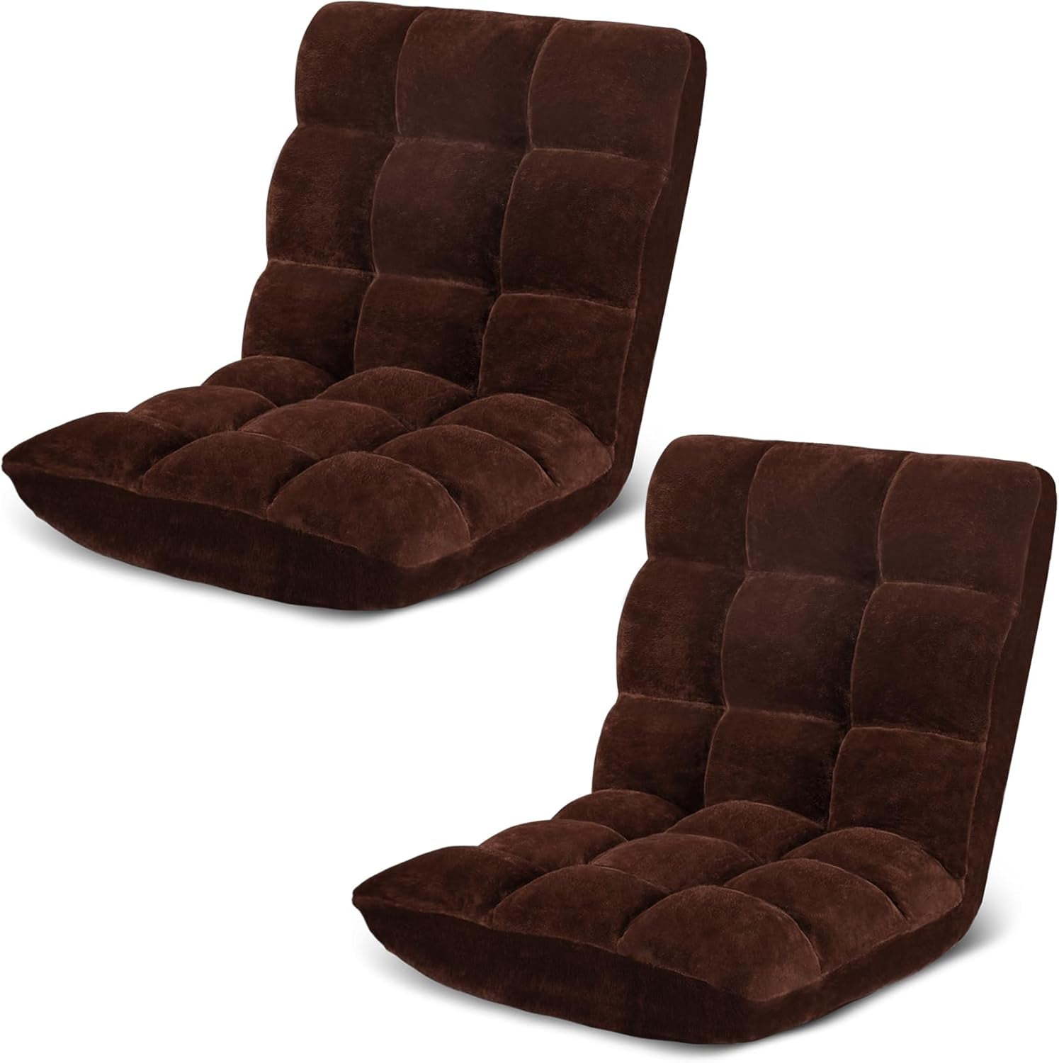 Floor Chair with Back Support 2PACK Folding Sofa Chair w/ 14 Adjustable ...