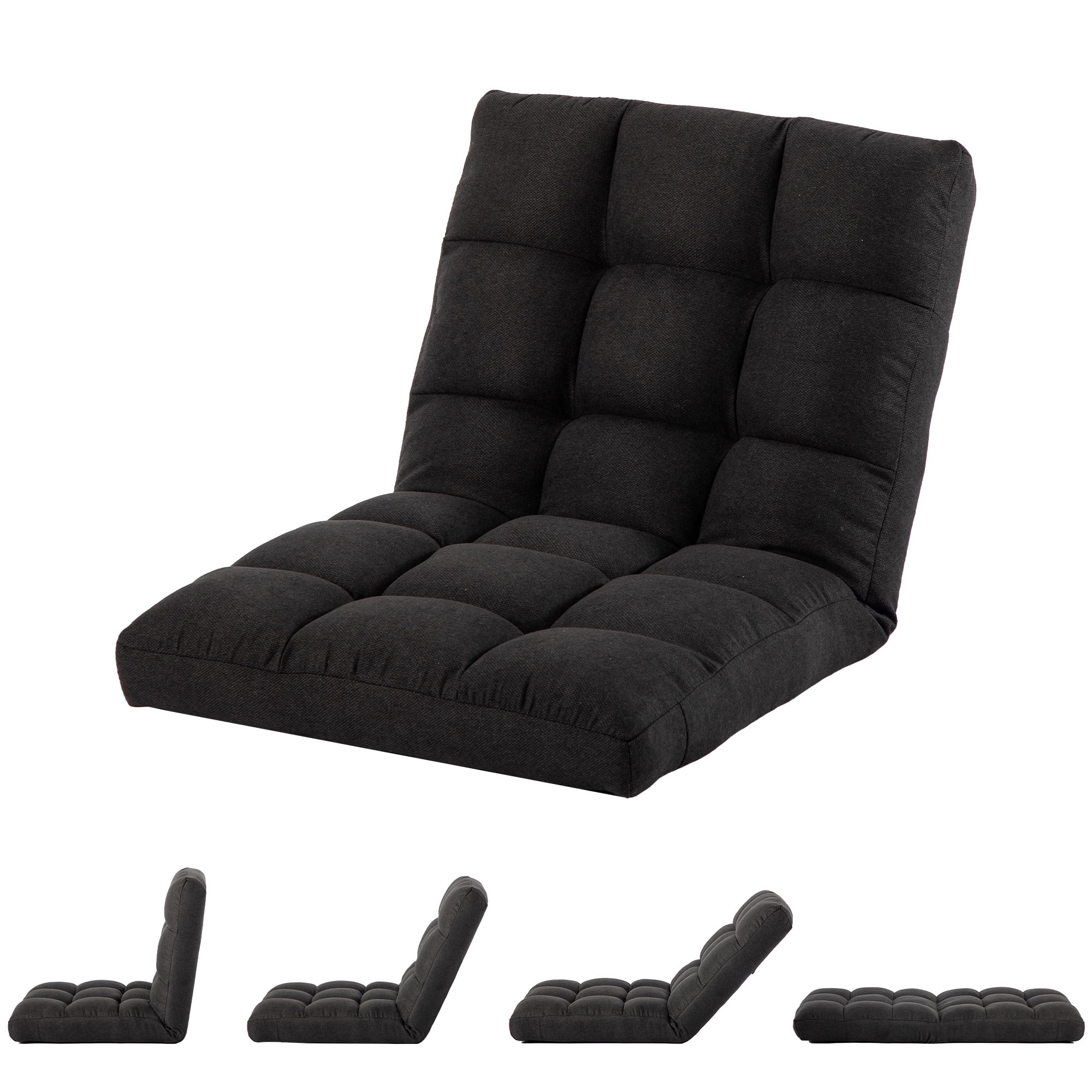 Floor Chair with Back Support, Folding Sofa Chair with 6 Adjustable