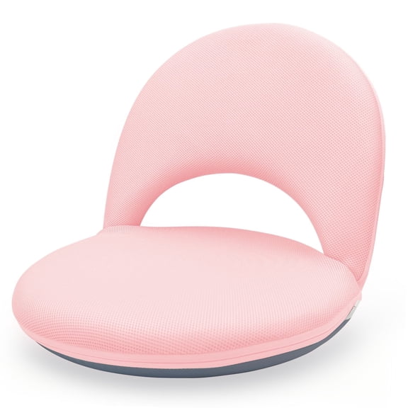 Floor Chair with Back Support, Foldable Adjustable Floor Seat, 5-Position Padded Recliner Floor Chair for Gaming, Reading and Meditation (Pink)