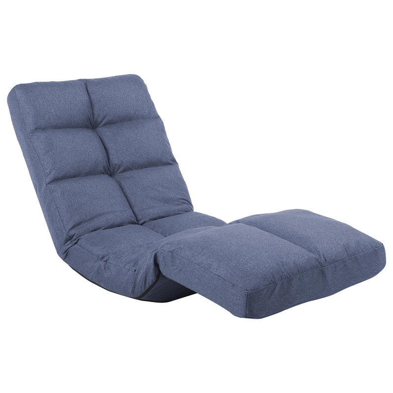 Floor Chair with Footrest Adjustable Backrest with 14 Positions Footrest 5-Position Adjustment Foldable Floor Gaming Chair for Easy Storage Linen Fabirc Chaise Lounge