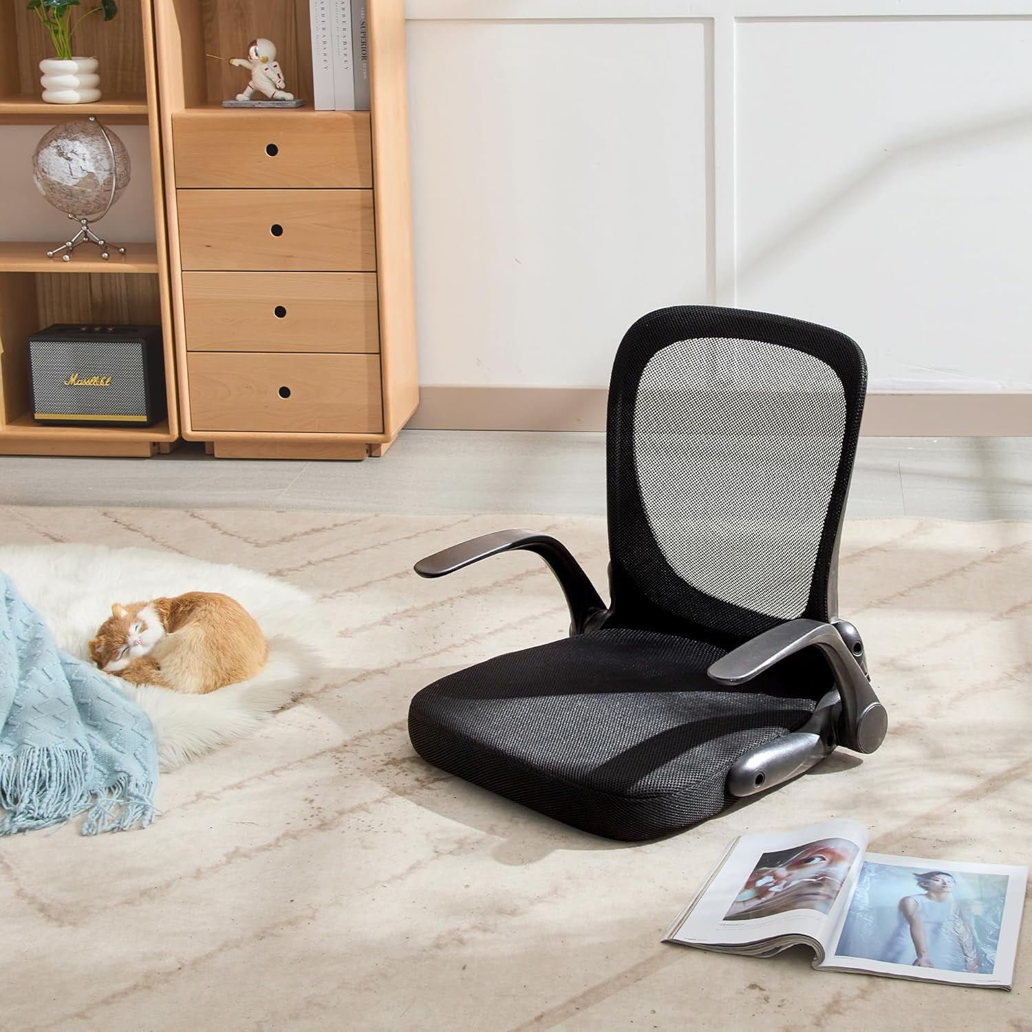 Floor Chair with Back Support, Ergonomic Floor Seating with Flip Up ...