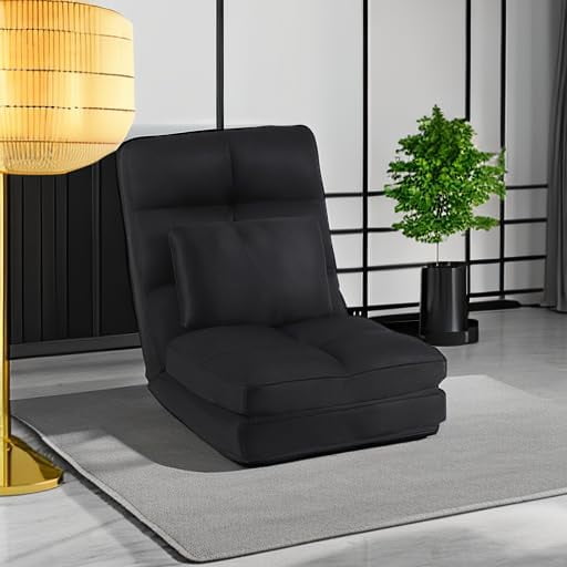 Floor Chair with Back Support for Adults Adjustable 14 Positions Video Game Chairs Foldable Floor Lounger with Pillow