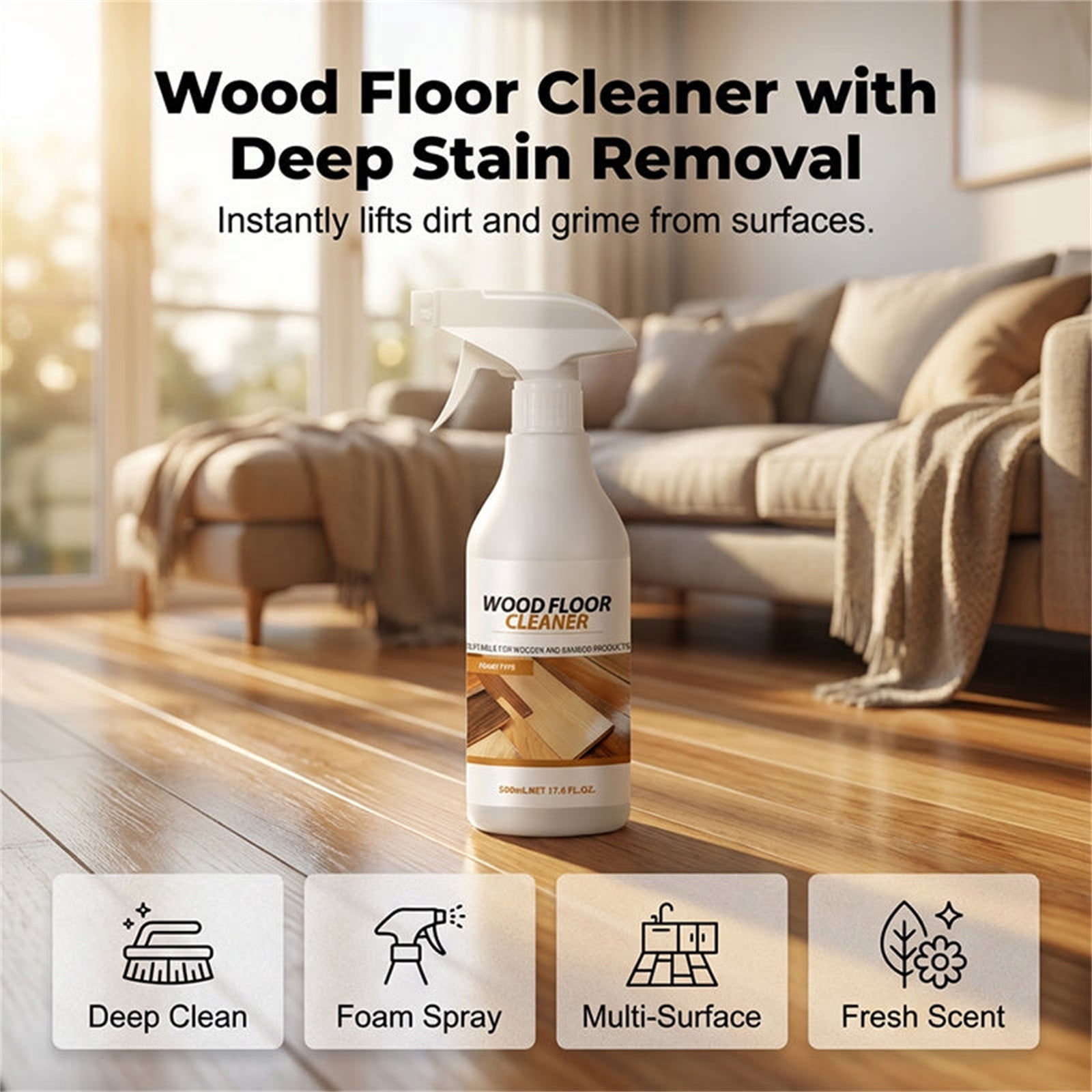 Floor Cleaner 500ml, Powerful Stain Remover for All Floor Types, Long ...