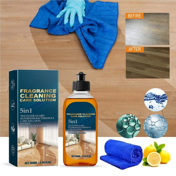 Floor Cleaner Liquid | Multi-Surface Tile & Wood | Stain Remover & Shine Restorer | Fruity Fresh Scent | Easy Grease & Dirt Removal | 100ml | Home Cleaning Solution | Includes Rag | 1/2/3 Pack