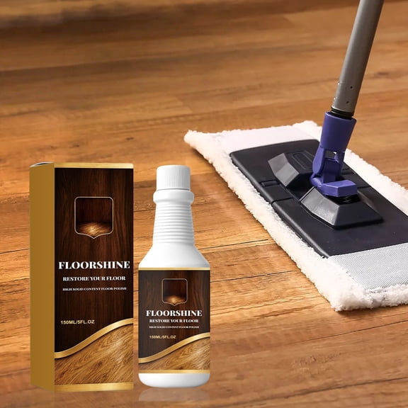 Floor Cleaner & Polishing Agent 150ml, Deep Oil Stain Remover, Gloss Enhancer, Long-Lasting Protective Film for Wood, Tile & Laminate Floors, No Rinse Mop Solution