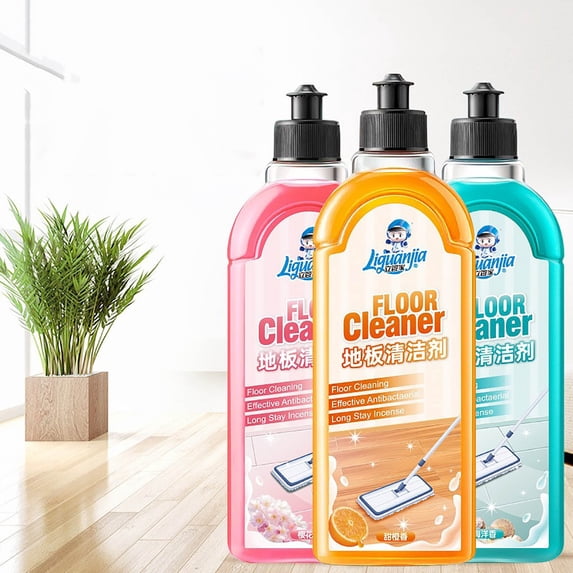 Floor Cleaner Solution for Wood, Laminate & Tile Floors, Quick-Drying No-Rinse Concentrate with Ingredients, 3 Scents (1 Bottle)