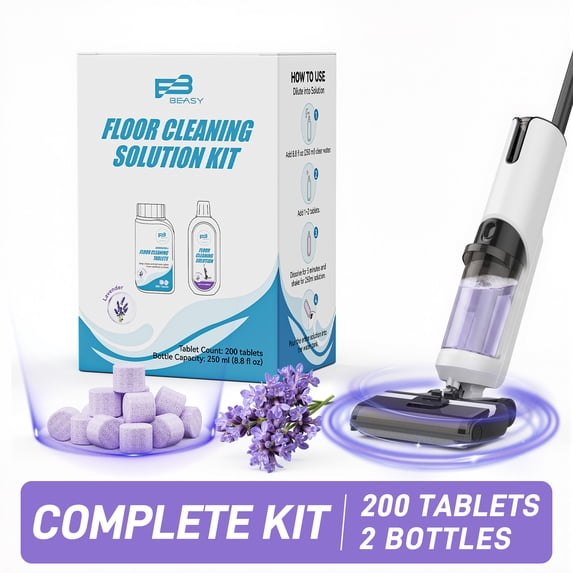Beasy Floor Cleaner Tablet Deep Cleans Hard Floors Residue and Streak Free Suitable for All Robot Vacuum Cleaners and Cordless Wet Dry Vacuum Mop 200 Pack Lavender Scent