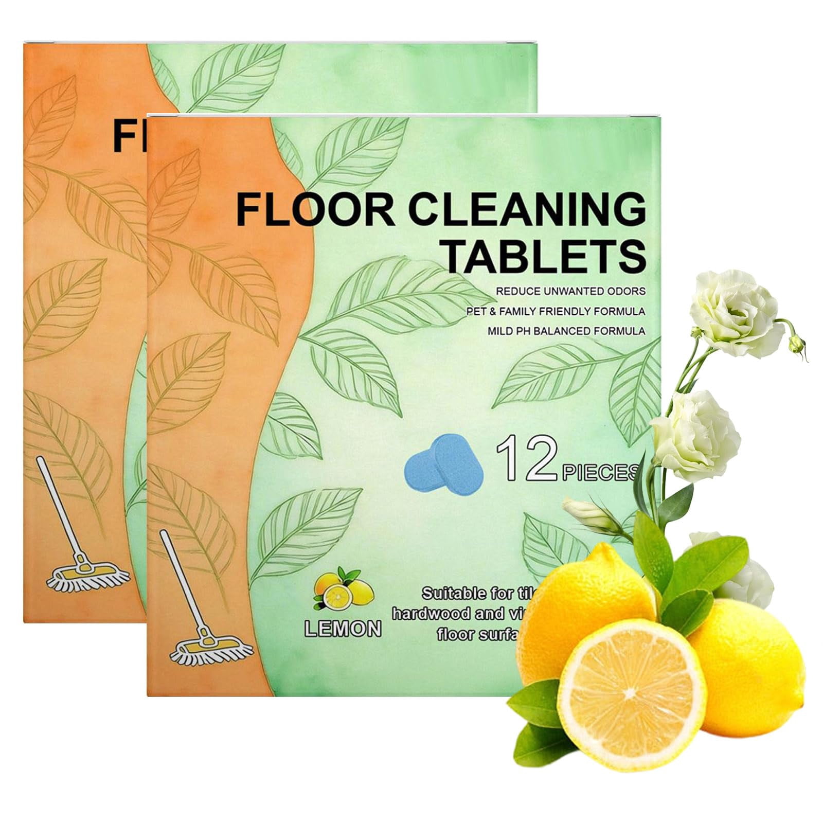 Floor Cleaner Tablets - Dissolvable for Tile, Vinyl, Hardwood, Lemon ...