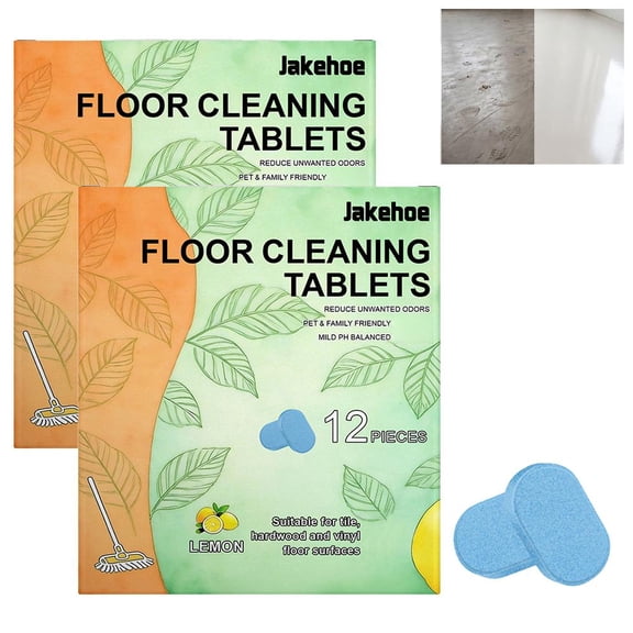 Floor Cleaner Tablets Hard Floors Deep Cleaning Solution for mopping, all purpose Dissolvable Cleaning pods for Tile, Vinyl, Hardwood, Robot Mops & Wet/Dry Vacuums, Lemon Scent