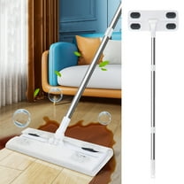 Floor Cleaning Mop 2-in-1 Dry and Wet Electrostatic Floor Cleaner | Flat Sweeper | 360° Swivel Head | Lightweight Plastic | Fits Wet/Dry Cloths | White | 43.7x10.2in | 1 Piece