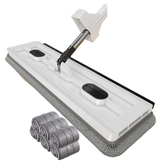 Floor Cleaning Mop Hands-Free Squeeze Mops Home Cleaning Microfiber Rotating Mop Floor Washing Brooms,White